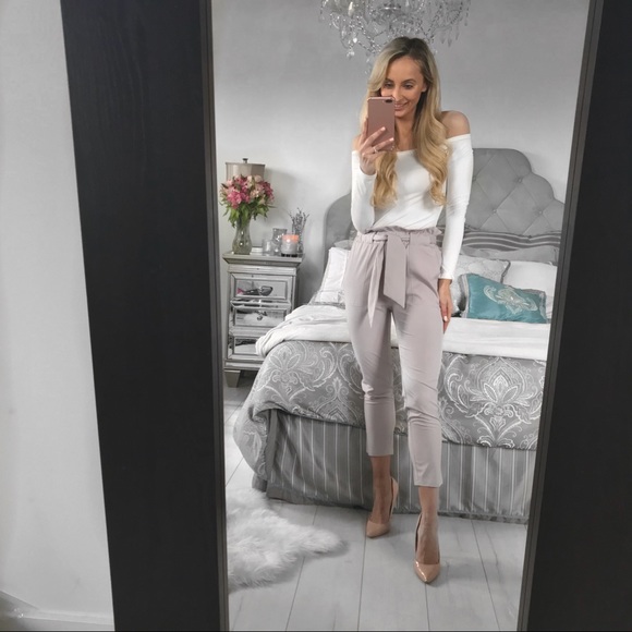 LAST 2!!!! High Waist Grey Chiffon Trouser Pant - Picture 3 of 8